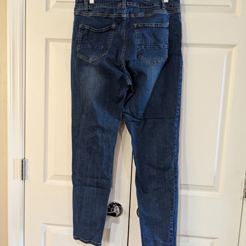 LICTZNEE Women’s Skinny Stretch High Rise Jeans, Dark Blue, Plus Size 16 - Picture 5 of 10